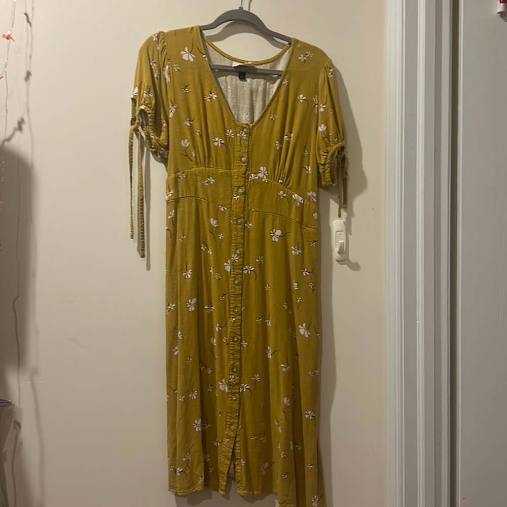 Yellow floral puff sleeve dress